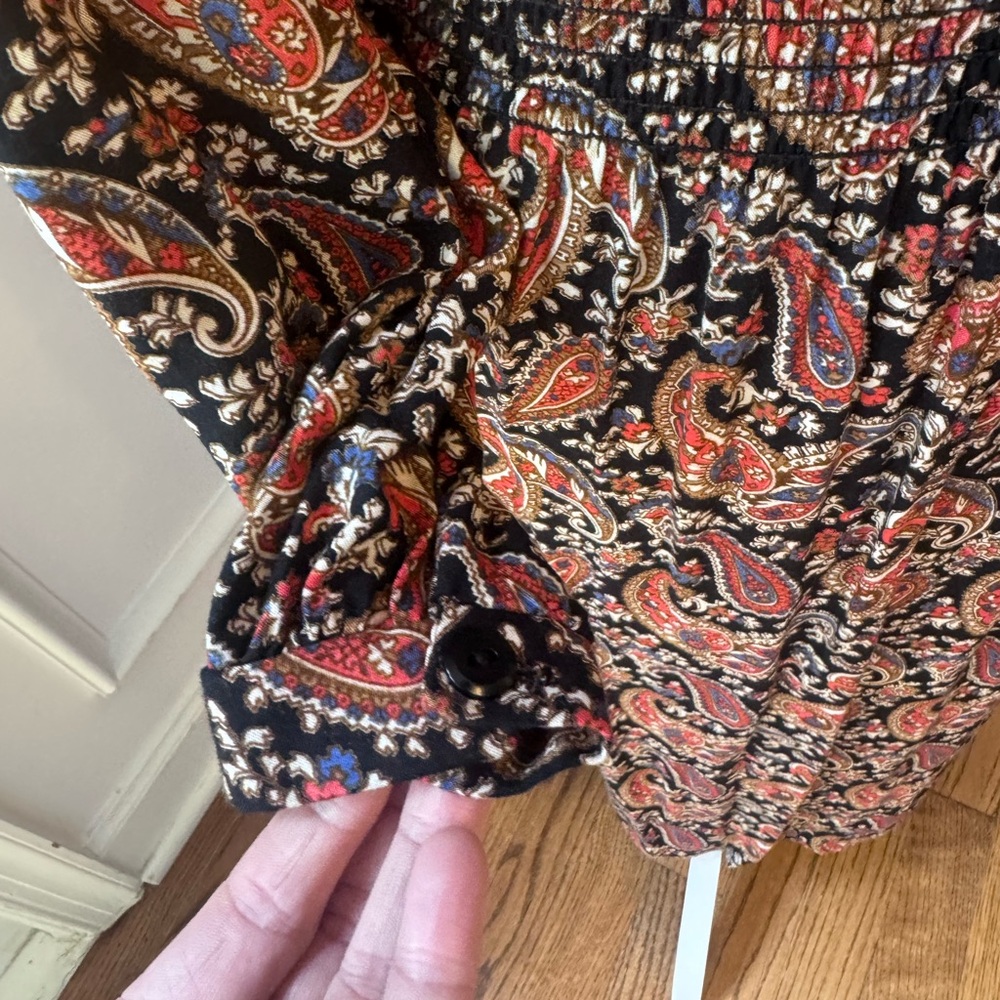Vintage Taurus II Paisley Midi Dress‎ Smocked Waist ILGWU Union Made Size 6 - Picture 3 of 16